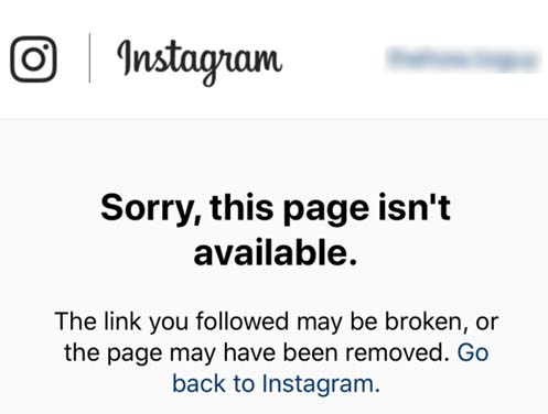 instagram page isn't available